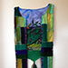 Reversible small green stole: Shoulder 15 inches, panel, 4 3/4 x length 43 1/2 inches. $500.
