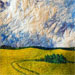 Canola and Grove: 15 1/2 x 21 inches. SOLD, Saskatchewan Craft Council online