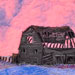 Winter Sunrise With Skeleton Barn, 13 1/4 x 20 1/4 inches. SOLD